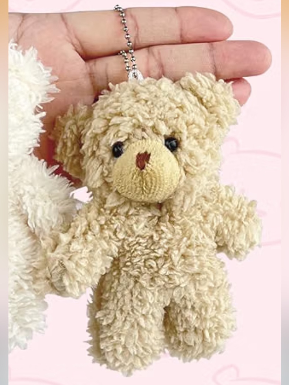 NEW Teddy Bear Bag Charm Plush Tan Light Brown Y2K Cute Kawaii